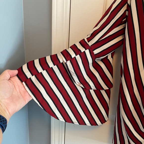 BUY 2 ITEMS GET 1 FREE - 143 Story by Line Up Striped Blouse Sz L - Picture 3 of 5